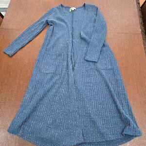 Lularoe Sarah Long Cardigan Textured Blue stripes Sz. XS